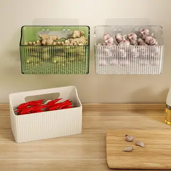 Просторен органайзер за съхранение, лесна инсталация, Просторен кухненски органайзер, Стенни кошница за съхранение на плодове в кухнята Изображение