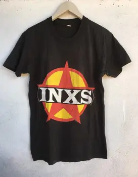 Реколта тениска на 80-те години INXS calling all nations concert tour промо Australia punk rock band M Изображение
