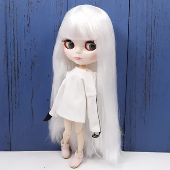 Серия кукли ICY DBS Blyth № 280BL136 Бели права коса с бретон бяло лице ставите на тялото 1/6 bjd Изображение
