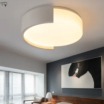 Скандинавски Индивидуален кръг led тавана лампа, модерен черно-бяла лампа, спалня, лесен кабинет, Балкон, коридор, Веранда, кухня Изображение