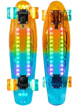 Скейтборд Madd Gear с подсветка Ретро Mini Cruiser 62 мм колела - Пълна табло в стил Пени Оранжев цвят Изображение