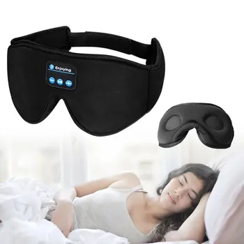 Слушалки за сън, Bluetooth, 3D маска за очи, безжична превръзка от неопрен за пътуване със самолет 5.0, Меки еластични и удобни музикални слушалки Изображение