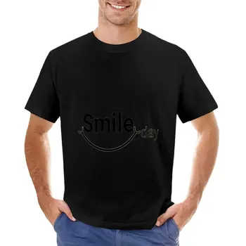 Тениска Smile today, мъжка спортна риза, тениска с къс ръкав, мъжки тениски, голям и висок растеж Изображение