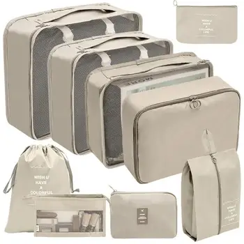 Удебелена пътна чанта от 6 теми / комплект тример за дрехи и обувки, пътен пакет, кубичен куфар, тример за домашно съхранение Изображение