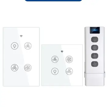 Умен вентилатор на тавана Ключа за лампата Rf433 Работи с Алекса Home Wi-Fi Превключвател за умна къща с 2/3-банда на горивото Smart Switch Smart Life Изображение