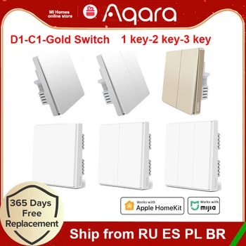 Умен Стенен Прекъсвач Aqara D1 C1 ZigBee Smart Wireless Home Key Light Златен Ключ Противопожарен Тел Без Нейтрали За Mijia APP homekit Изображение