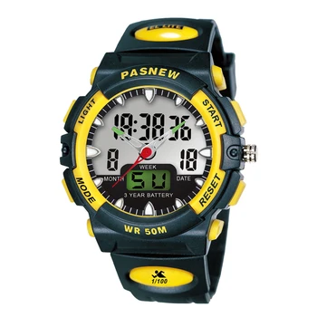 Часовници PASNEW от водеща марка, Модерни спортни часовници, мъжки Кварцов часовник с двоен дисплей, водоустойчив 50-метров часовник за гмуркане relogio masculino Изображение