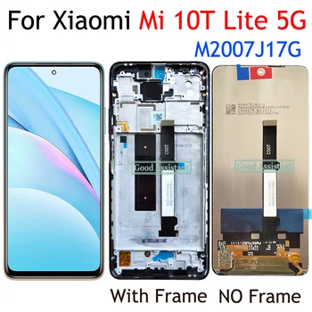 Черен /син 6,67 инча за Xiaomi Mi 10T Lite 5G LCD сензорен дисплей, Дигитайзер, в събирането, замяна / С рамка Изображение
