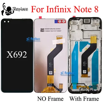 Черно 6,95 инча за Infinix Note 8 X692 LCD Сензорен дисплей Дигитайзер в събирането на Резервни части/С рамка Изображение