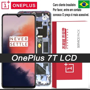 100% Оригинален 6,55-инчов AMOLED-дисплей с рамка за OnePlus 7T 1 + 7T LCD Сензорен Екран Digitizer В събирането на Резервни Части Изображение