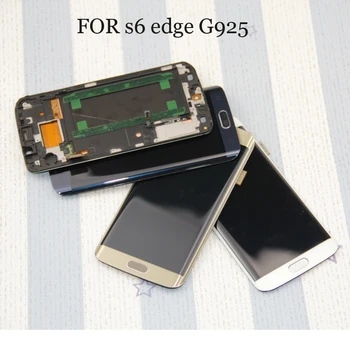 1бр LCD дисплей За SAMSUNG Galaxy s6 edge G925 G925F G925I LCD цифров преобразувател в Събирането с Рамка Бял/Син/Златист Изображение