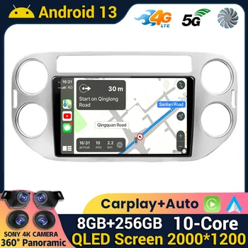 Android 13 Carplay Auto WIFI + 4G За Volkswagen Tiguan 1 NF 2006-2016 Авто Радио Мултимедиен Плейър GPS Навигация Стерео DSP Изображение