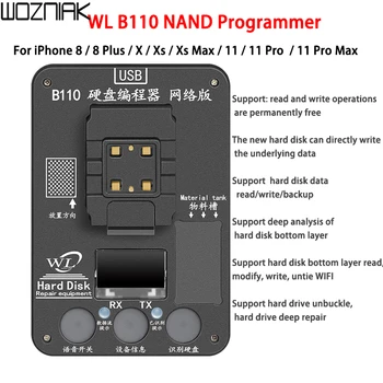 WL B110 NAND Programmer SN Read Write Data Tool за iPhone 8 8p x xs xsmax 11 11pro max Гръб Надграждане на Паметта Безплатно Завинаги B110 Изображение