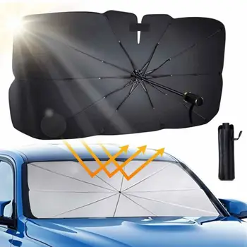 Авто чадър на предното стъкло, сгъваема сенника на колата, слънчеви очила на предното стъкло, поворачивающиеся слънчеви очила на предното стъкло, автоматична лятна защита Изображение