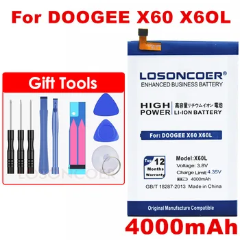 Батерия на мобилния телефон LOSONCOER 4000 ма за Doogee X60 X60L Батерия Изображение