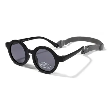 Детски кръгли поляризирани слънчеви очила за най-малките момчета и момичета, слънчеви очила за бебета със защита от ултравиолетови лъчи за ремешке Изображение