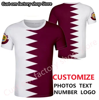 ДЪРЖАВАТА КАТАР тениска diy безплатно на поръчка, име на броя на qat Фланелка на национален флаг qa арабска държава печат на снимки с текст облекло Изображение