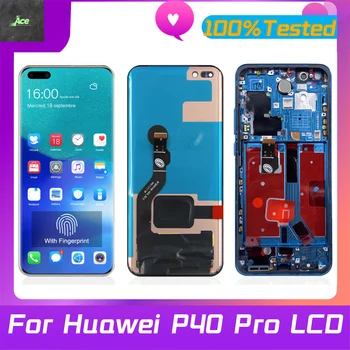 Екран възли за Huawei P40 Pro с пръстов отпечатък, за Huawei P40 Pro ELS-NX9 ELS-N04 LCD дисплей + Смяна на сензорен екран Изображение
