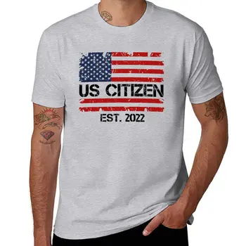 Нов Горд Гражданин на САЩ Est 2022 подарък за нея, го Тениска забавна тениска Къс тениска аниме черни тениски за мъже Изображение