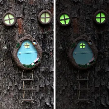 Подвесное декорация на дърво, сладък реалистичен декор за приказна градина на открито, Водоустойчив статуетка на дърво за прозорец или врата за Феи Изображение