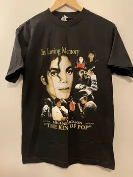 Рядка-Реколта-Тениска с надпис на Майкъл Джексън, посветен на паметта на Краля на попа, ръкавица Sz M Изображение