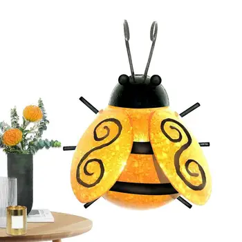 Стенен арт-бръмбар, 3D Метален стенен арт декор, пчела, Здрави непромокаеми Ярки градински декорации за всекидневна, стените в спалнята. Изображение