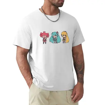 Тениска Vocaloid Triple Baka Chibis, реколта дрехи, Къса тениска, тениски за мъже с тежко тегло Изображение